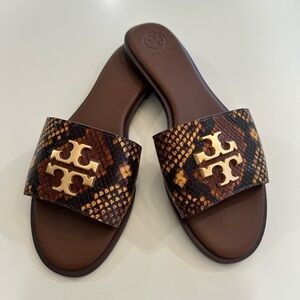 Tory Burch Eleanor Snakeskin Slide Sz 9 NEW